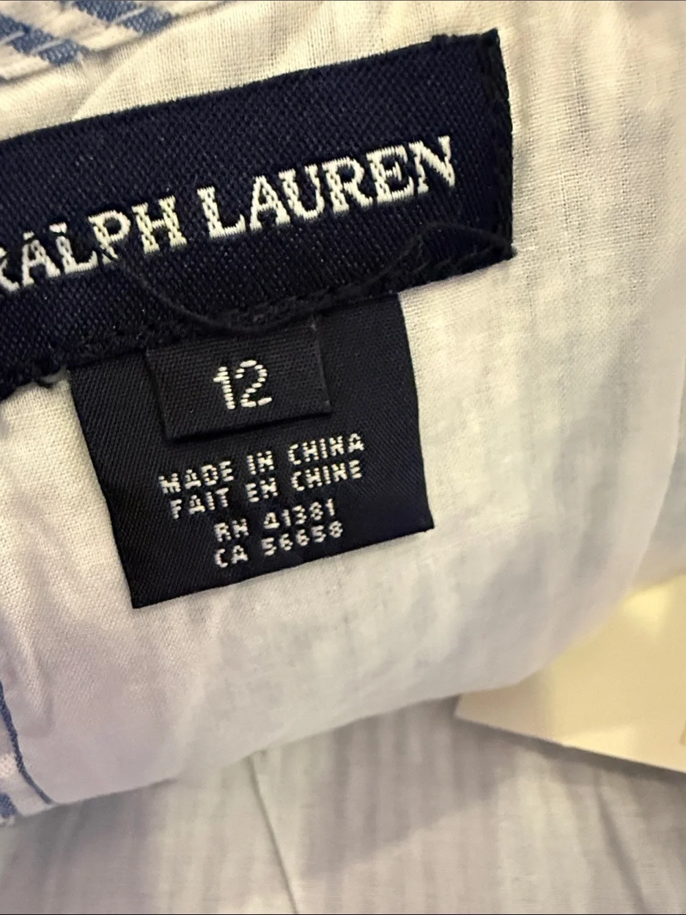 Ralph Lauren girls seersucker Ruffle front dress size 12 NWOT